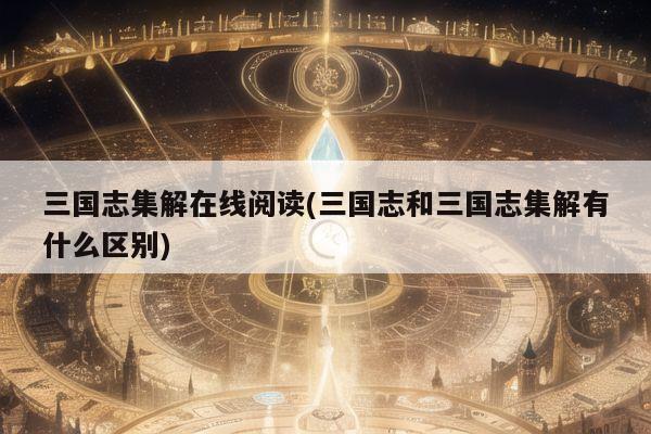 三国志集解在线阅读(三国志和三国志集解有什么区别)