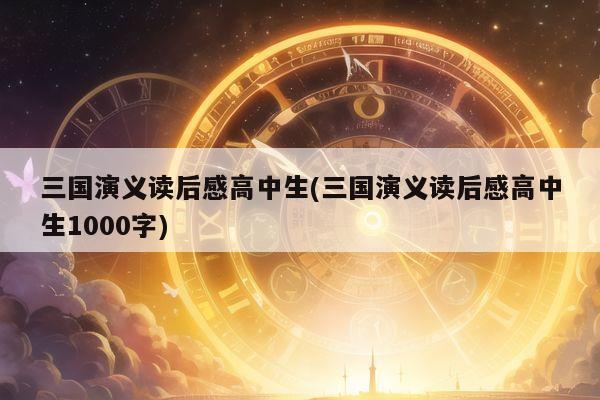 三国演义读后感高中生(三国演义读后感高中生1000字)